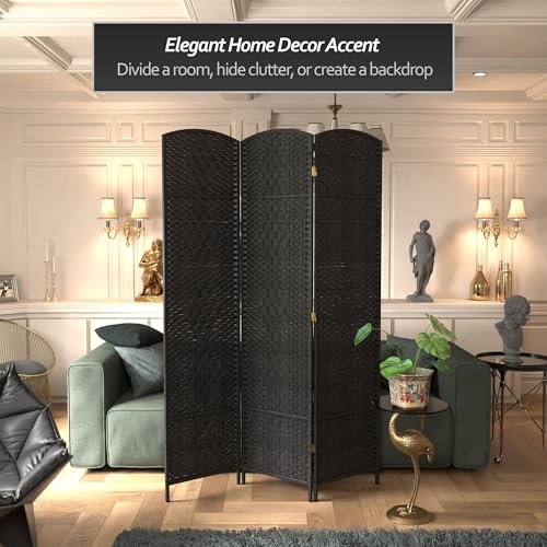Red Lantern 7 ft. Tall Diamond Weave Dark Beige-6 Panels Room Divider