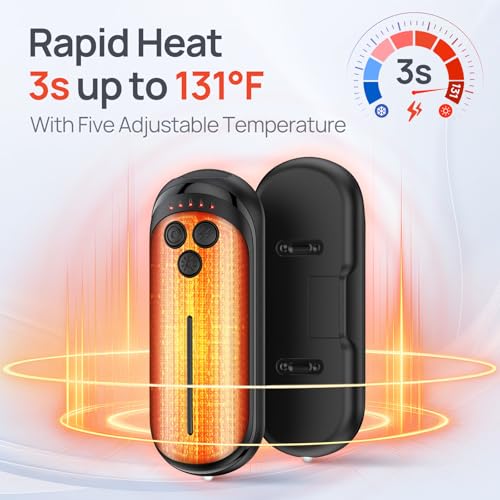 Rechargeable Hand Warmers 2 Pack, 6000mAh Electric Hand Warmer Rechargeable, 2 in 1 Portable Hand Warmers with AI Smart Chips, Outdoor, Hunting, Camping for Family for Christmas