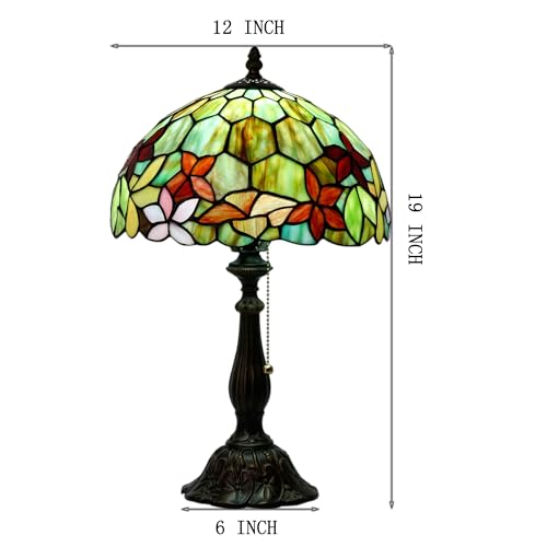 Tiffany Table Lamp Stained Glass Lamp 12X12X19 Inch Antique Reading Light (Sea Blue Pear)