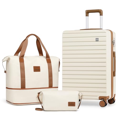 imiomo 20 Inch Expandable Carry on Luggage Sets with Spinner Wheels, Hard Shell Lightweight Rolling Travel Carry-on Suitcase with TSA Lock, Black