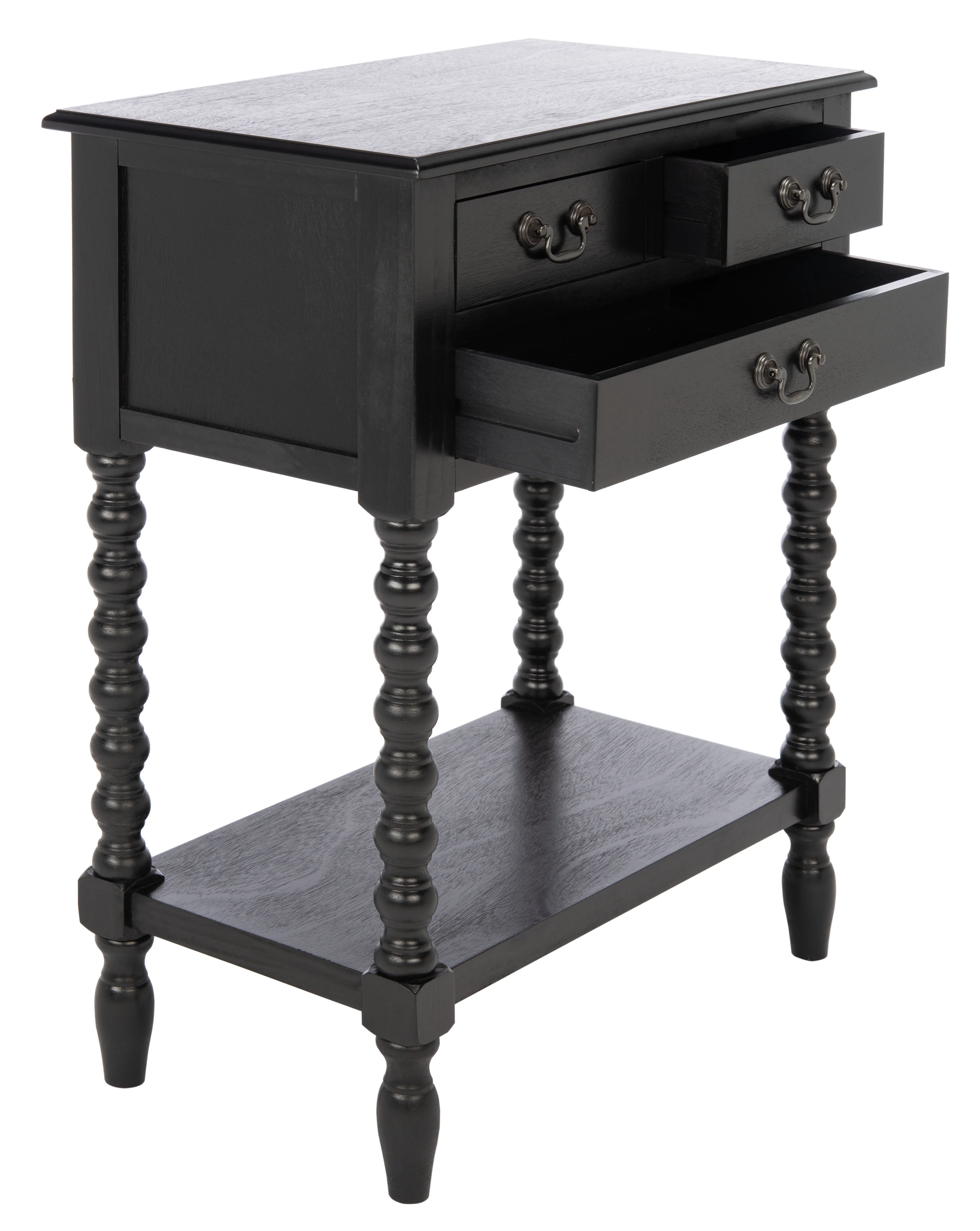 SAFAVIEH Athena French 3-Drawer Black Wood Rectangle Console Table (23.5 in. W x 13 in. D x 29.5 in. H)