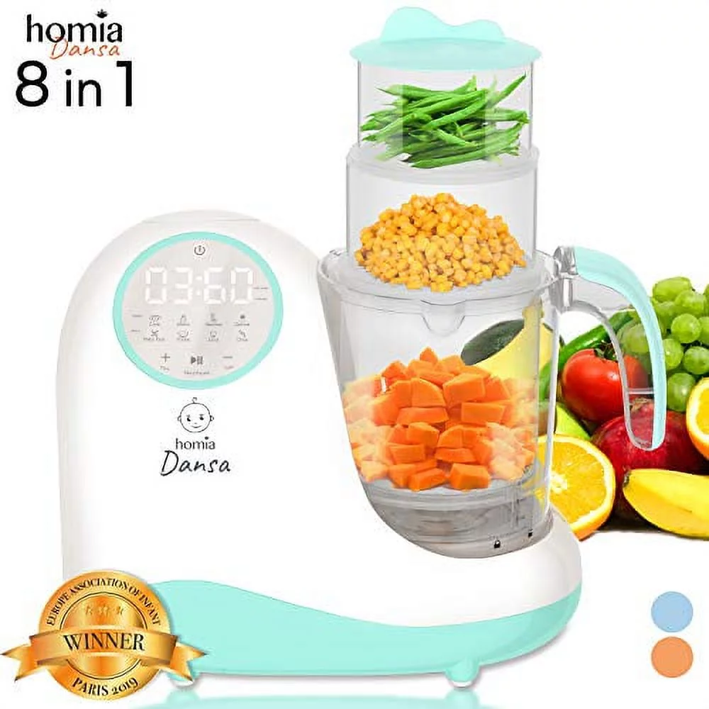 Baby Food Maker Chopper Grinder - Mills and Steamer 8 in 1 Processor for Toddlers - Steam, Blend, Chop, Disinfect, Clean, 20 Oz Tritan Stirring Cup, Touch Control Panel, Auto Shut-Off, 110V Only