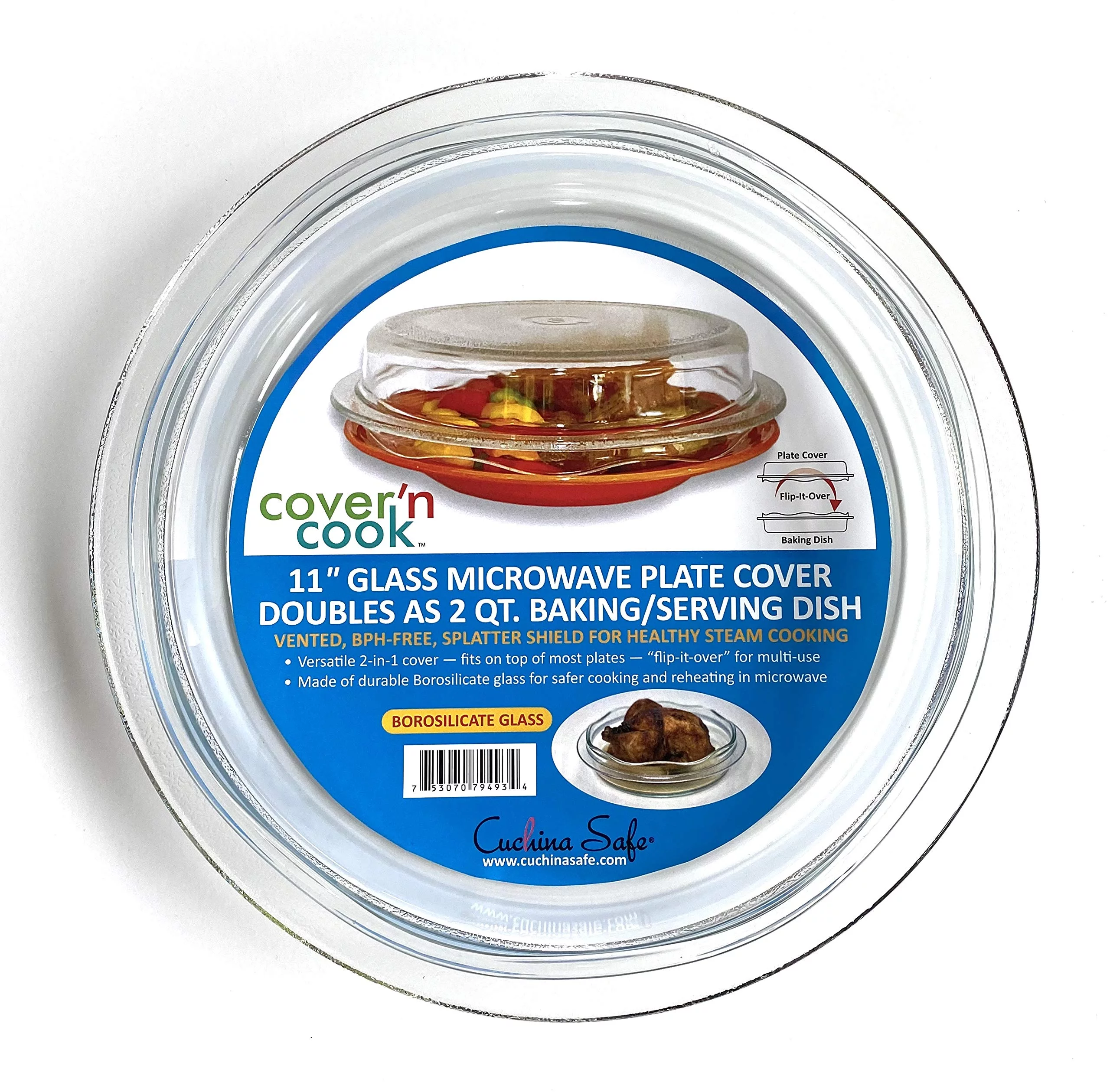 Microwave Glass Vented Plate COVER 'n COOK by Cuchina Safe