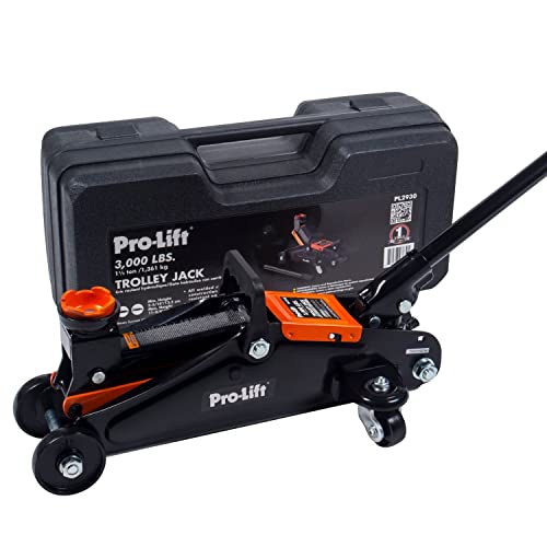 Pro-LifT F-2315PE Grey Hydraulic Trolley Jack Car Lift with Blow Molded Case-3000 LBS Capacity, 12 Inch, Black