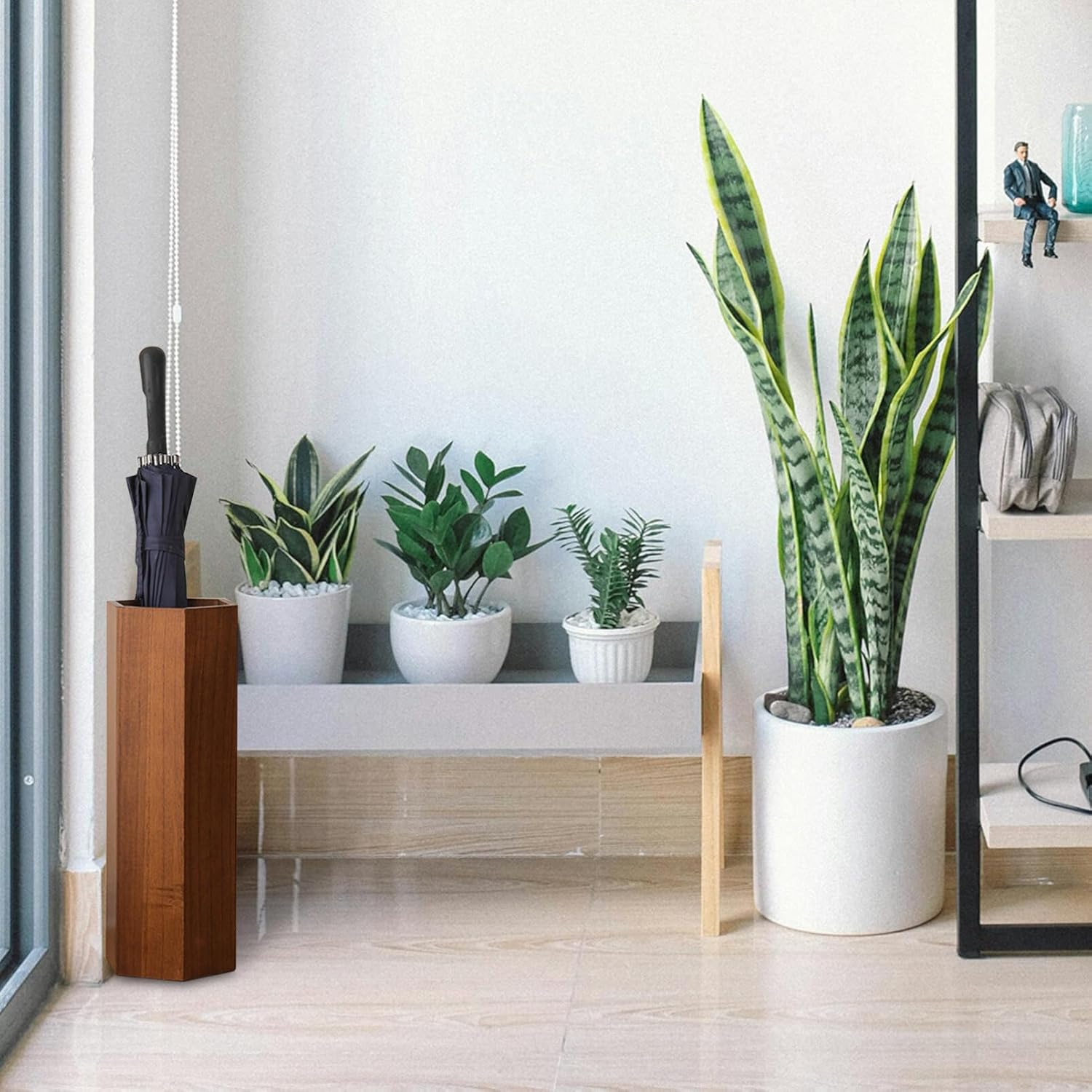 IMIKEYA Japanese Umbrella Bucket Hexagon Umbrella Bin Lobby Umbrella Holder Wood Umbrella Rack Cane Stand Walking Stick Holder Entryway Umbrella Storage Bucket, 49.00X18.50X16.00CM