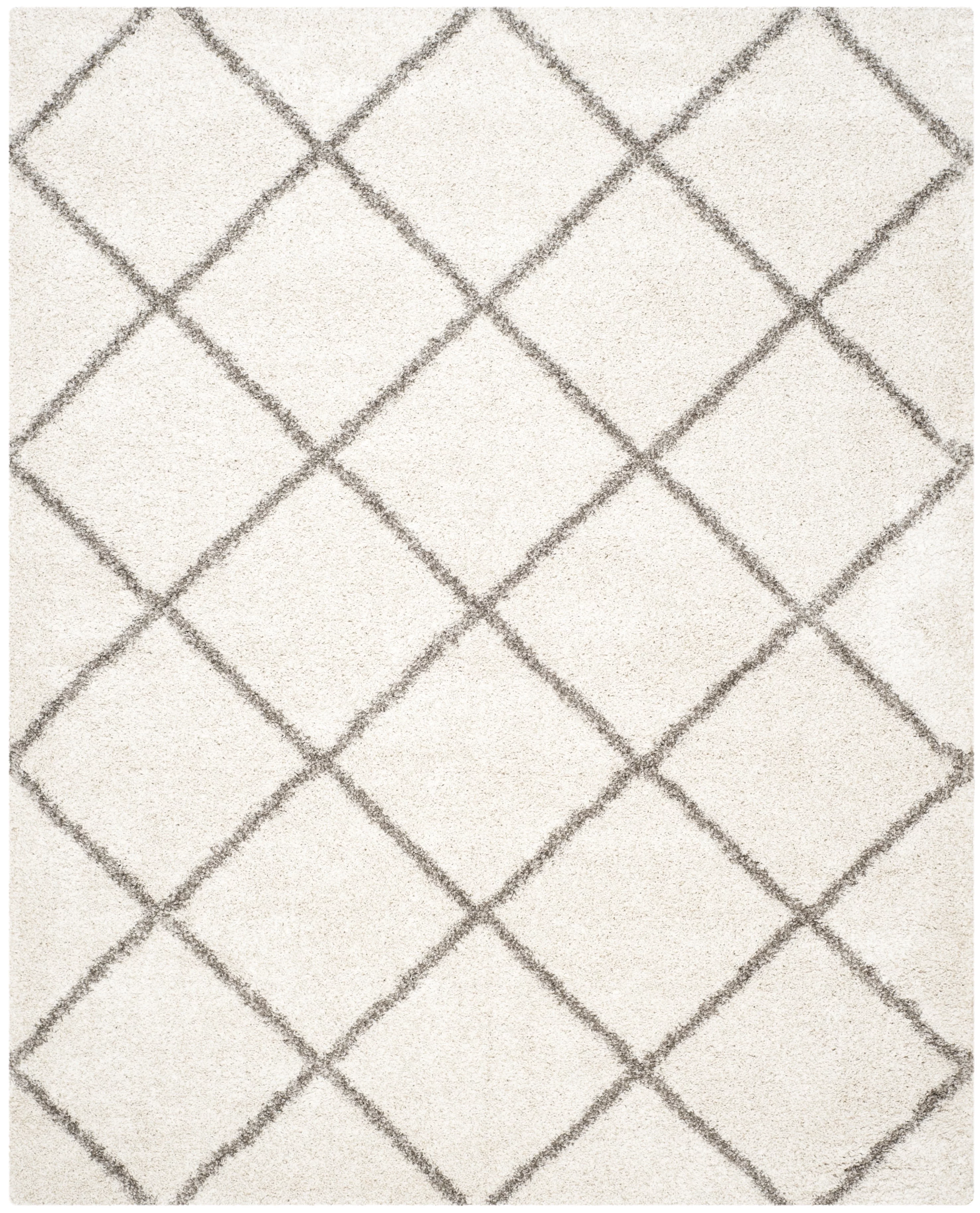 SAFAVIEH Hudson Amias Geometric Shag Area Rug, Ivory/Grey, 11' x 15'