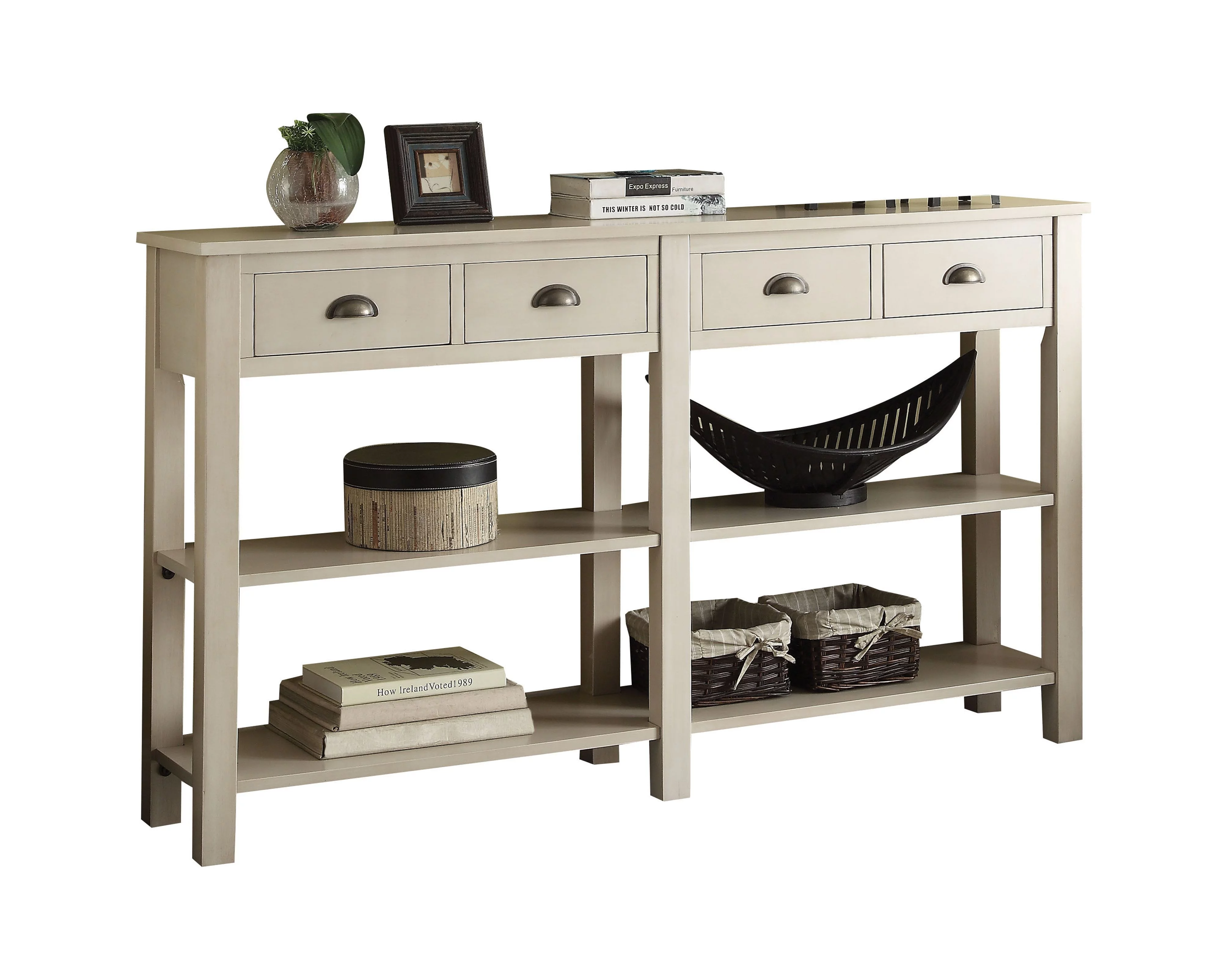 ACME Galileo Storage Console Table in Cream