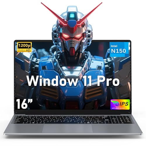 16 Inch Laptop Computer, Gaming Laptop, 16GB RAM 512GB SSD, N95 Processor, FHD 1920 * 1200, 180 Angle Open, Backlit Keyboard, Windows 11 Pro, Fingerprint Unlock, BT 4.2, WiFi 5