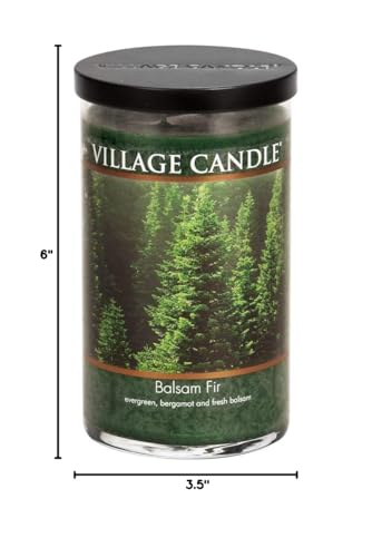 Village Candle Balsam Fir Large Apothecary Jar, Scented Candle, 21.25 oz., Green