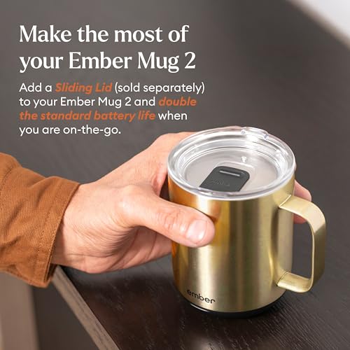 Ember Temperature Control Smart Mug 2, 14 Oz, App-Controlled Heated Coffee Mug with 80 Min Battery Life and Improved Design, Black