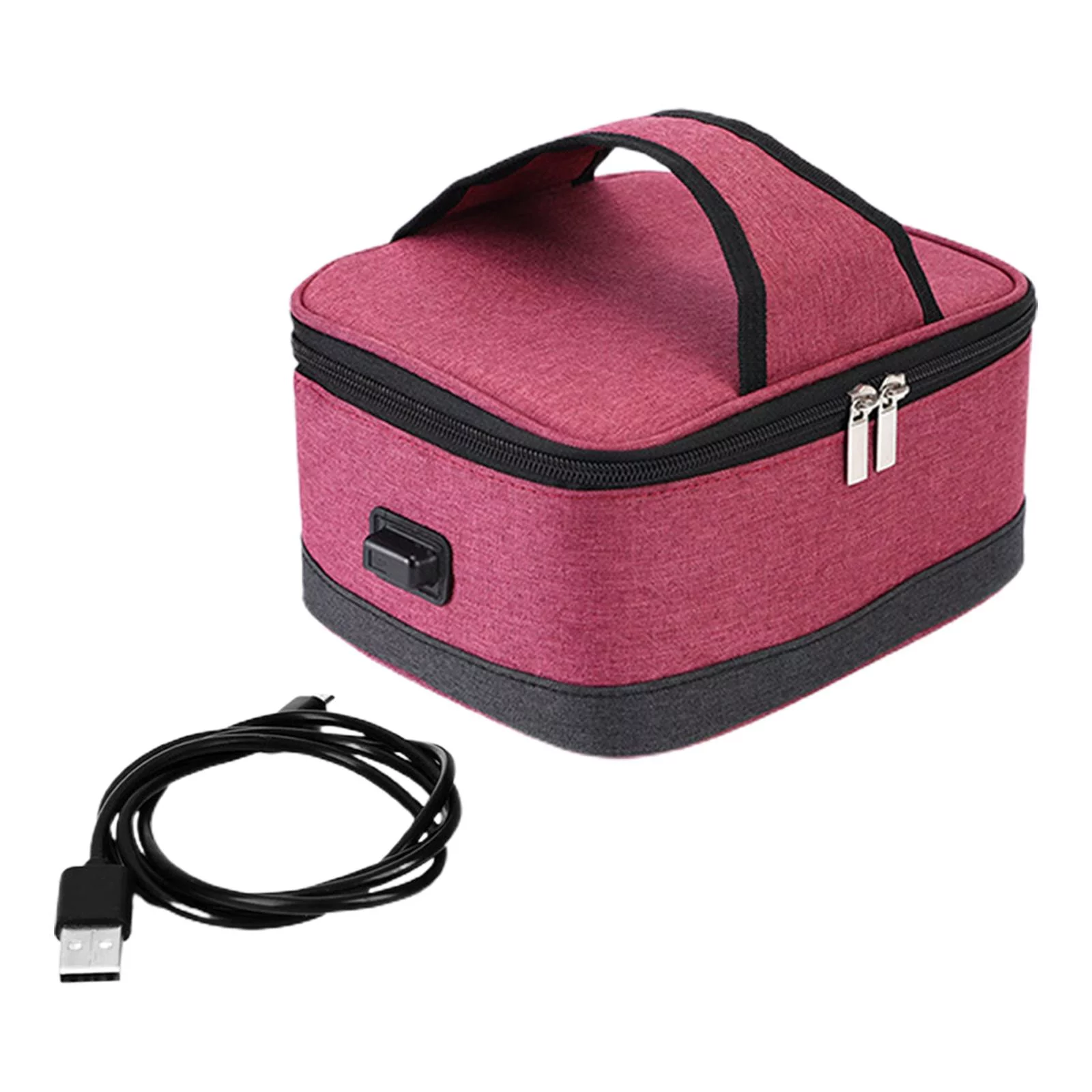 USB Food Heating Bag Container Lunch Heater Tote Electric Heated Lunch Box Insulation Bag lunch box for Travel Cooking Car Office , Red