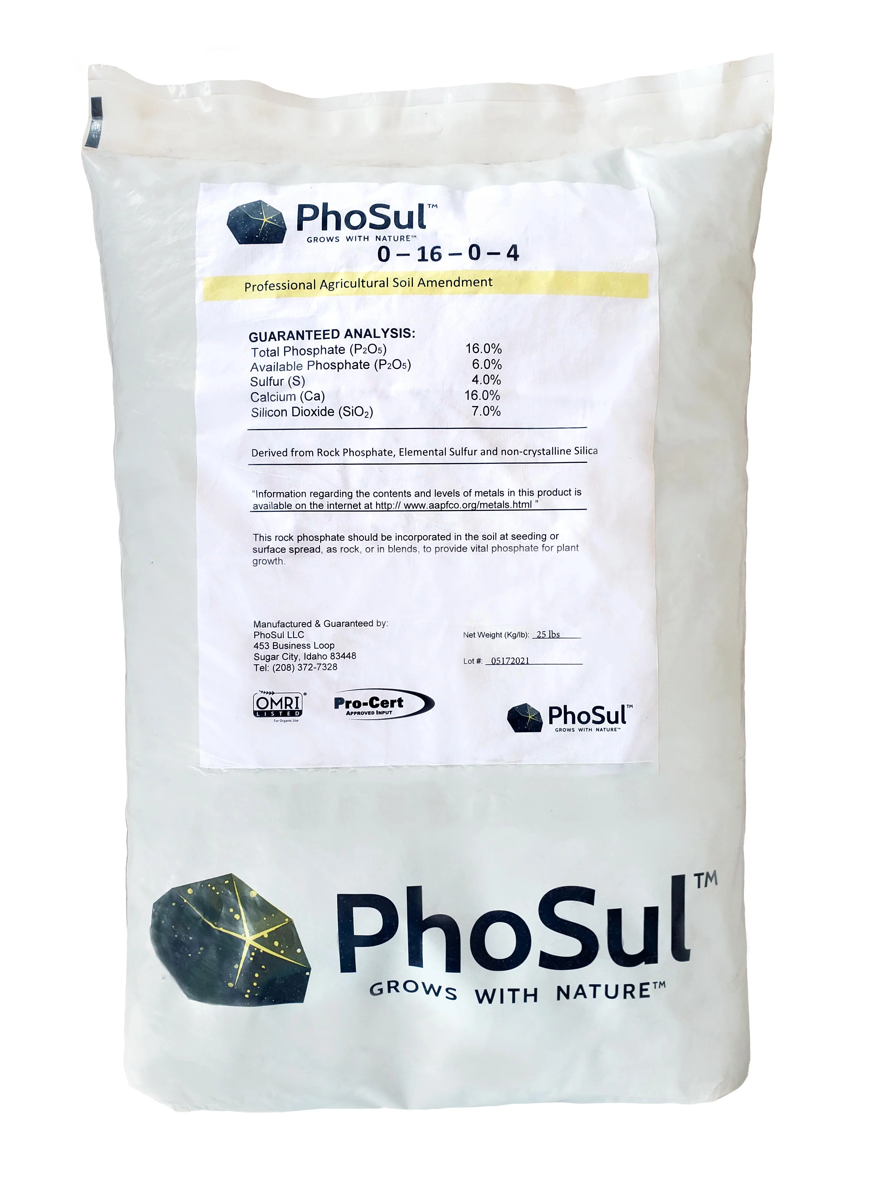 25lb PhoSul Granular Rock Phosphate with Added Sulphur 0-16-0