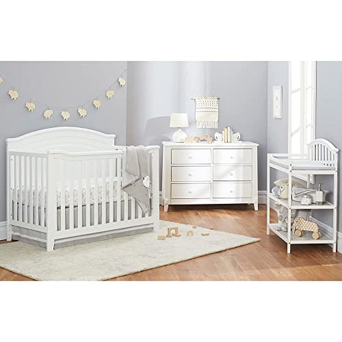 SORELLE FURNITURE Berkley Round Top Crib, Classic 4-in-1 Convertible Crib, Made of Wood, Non-Toxic Finish, Wooden Baby Bed, Toddler Bed, Child’s Daybed and Full-Size Bed, Nursery Furniture-Gray