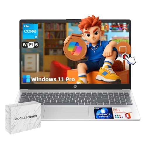 HP 15.6 Business Touchscreen Laptop Computer - w/Office Lifetime & Windows 11 Pro & DVD Drive | 15.6
