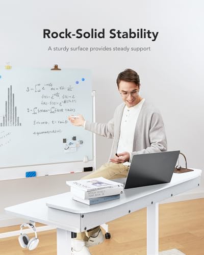 HUANUO 48″ x 24″ Electric Standing Desk with 2 Drawers, C-Clamp Mount Compatible, Height Adjustable Computer Desk, Home Office Stand Up Desk with 4 Preset Heights & 2 Hooks, Black