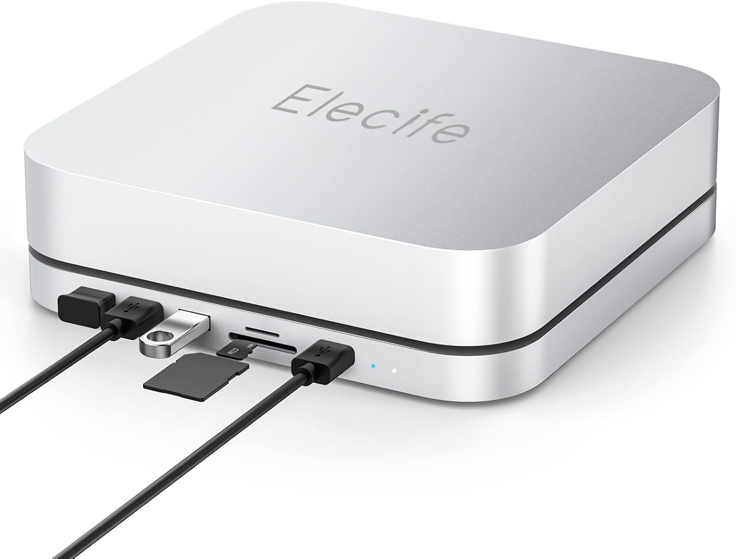 USB-C Hub with Hard Drive Enclosure for Mac Mini M1, Type C Docking Station with SATA SSD/HDD Slot, Dual USB 3.0/2.0 Port, TF/SD Card Readers, Compatible with Mac Mini 2018/2020