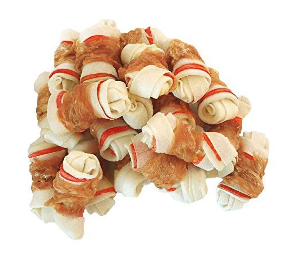 Pawant Chicken Wrapped Bone for Small Dog Treats Puppy Chews Snacks Promotes Healthy Chewing Chicken Wrapped Knot 2.5