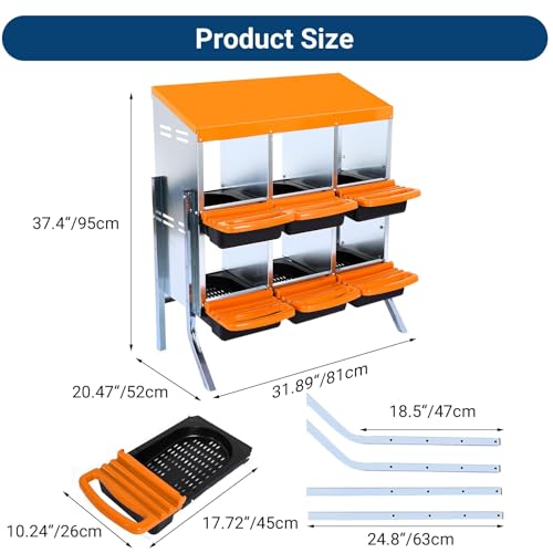 Chicken Nesting Box, 10 Hole 2 Layer Hen Nest Box with Legs, Roll Away Eggs Laying Boxes,Cleanable Pull Out Hen Roosting Boxes