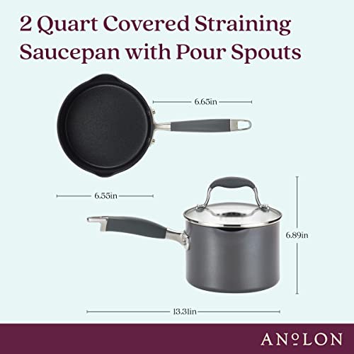 Anolon Advanced Home Hard-Anodized Nonstick Skillets (2 Piece Set- 10.25-Inch & 12.75-Inch, Moonstone) & Advanced Home Hard Anodized Nonstick Sauce Pan/Saucepan