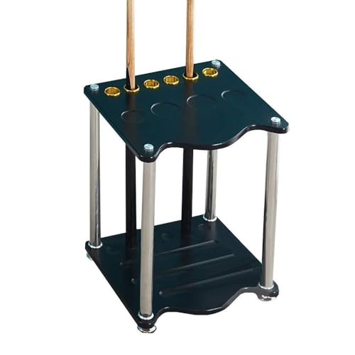 Freestanding Wood Pool Cue Rack for 6 Cues - Billiard Storage Stand for Home, Game Room & Club - Stylish Black Finish, Dimensions: 40x55x40cm