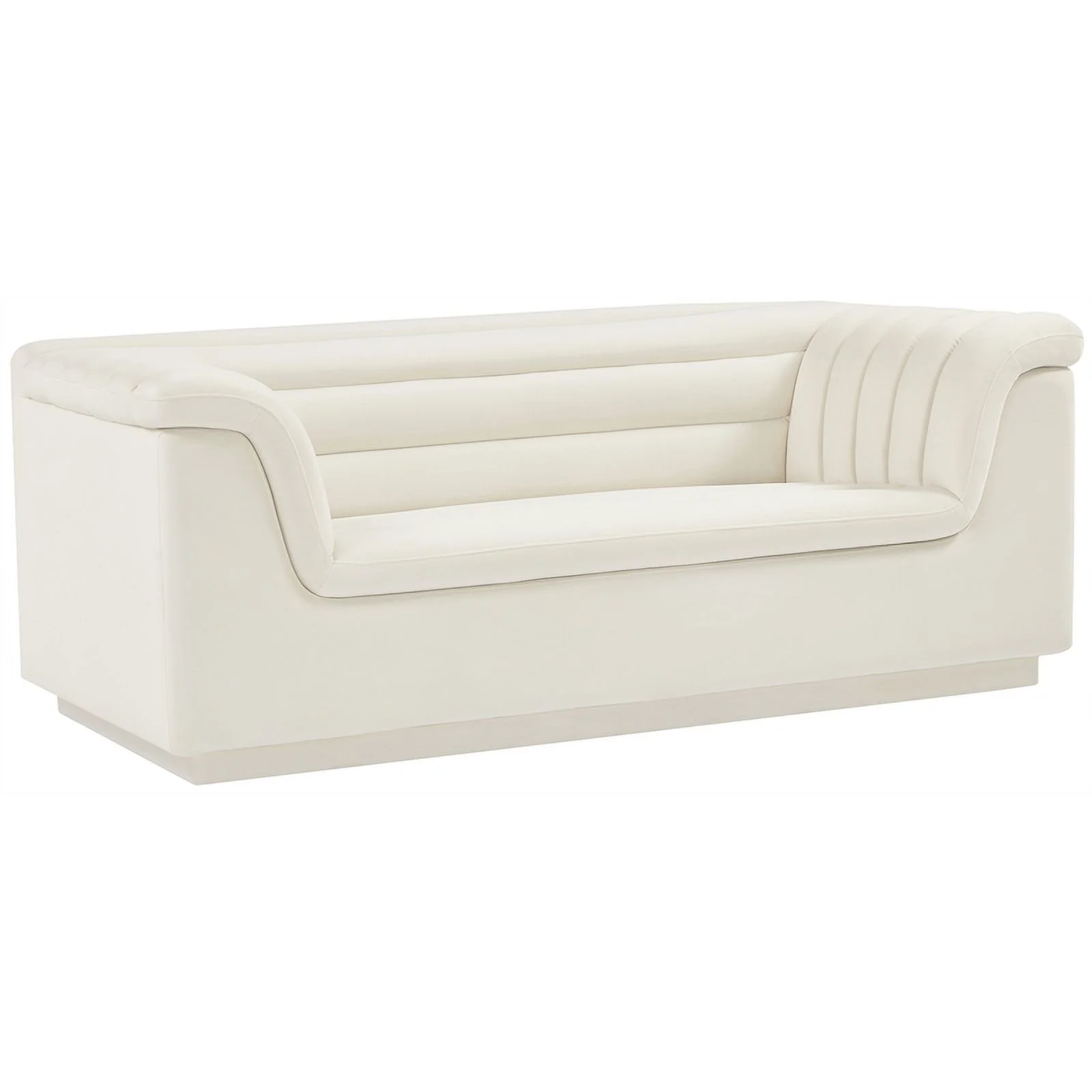Meridian Furniture Cascade Cream Velvet Fabric Loveseat