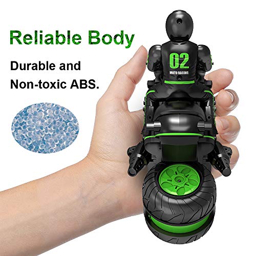 RC Motorcycle, High Speed Remote Control Motorcycle, 2.4GHz 360 Rotating Drift Stunt Car Motorbike Toy for Kids Ages 4 and Up (Green)