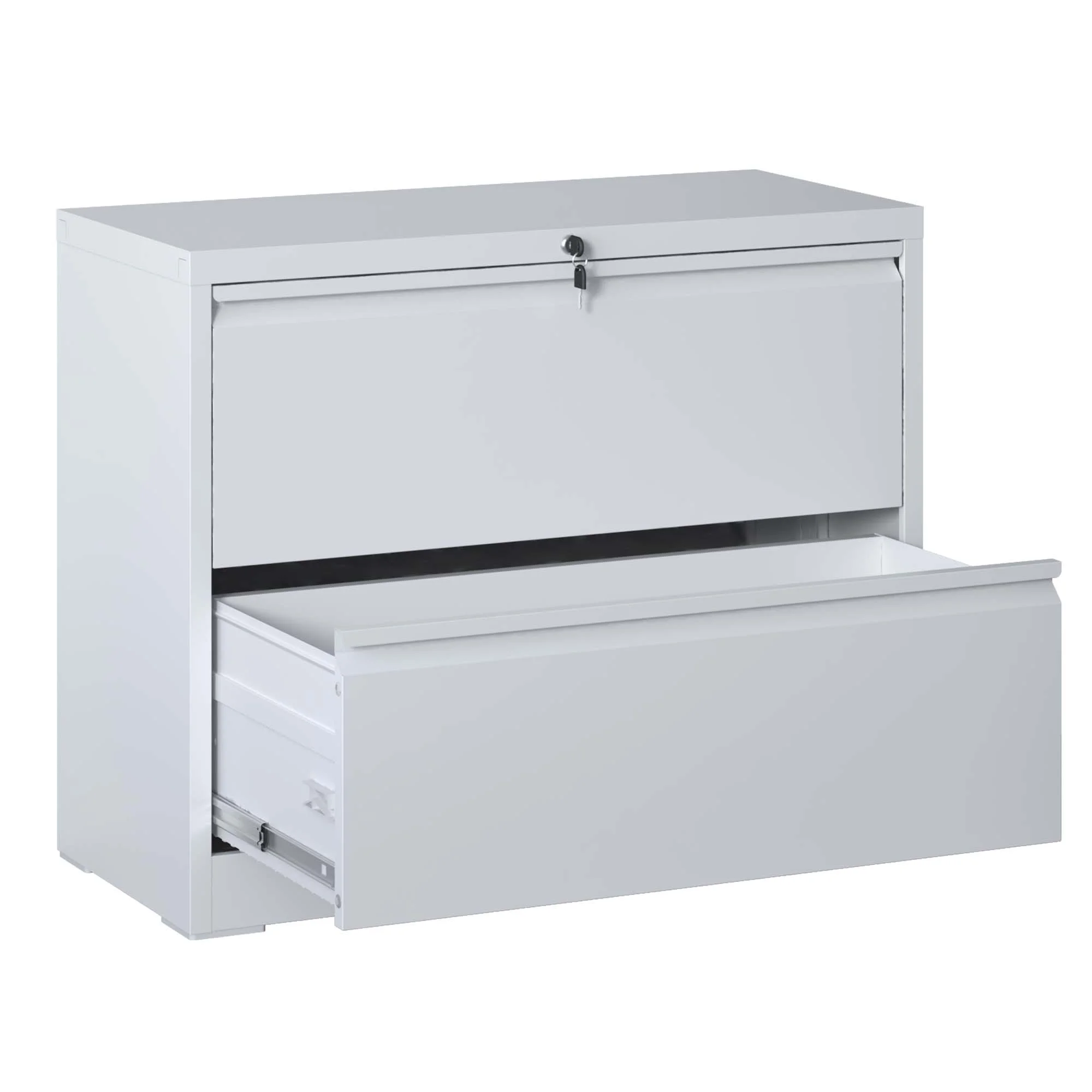 CoSoTower Lateral File Cabinet 2 Drawer, White Filing Cabinet with Lock, Lockable File Cabinet for Home Office, Locking Metal File Cabinet for Legal/Letter/A4/F4 Size