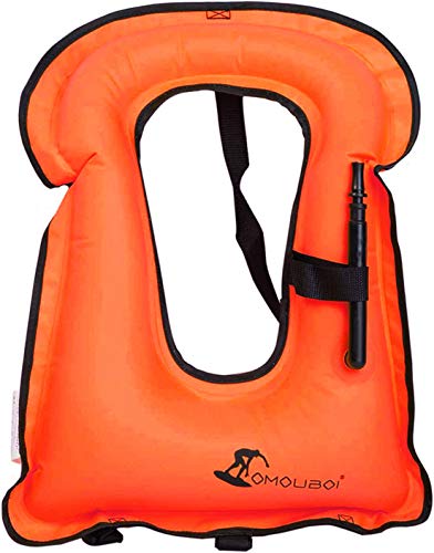 OMOUBOI Inflatable Snorkel Vest Kayak Swim Vest for Adults Snorkel Vests Inflatable Buoyancy Jacket Portable Diving Jackets Swimming Vests for Snorkeling Water Sports Beginner Adults-Only (96-220 lbs)