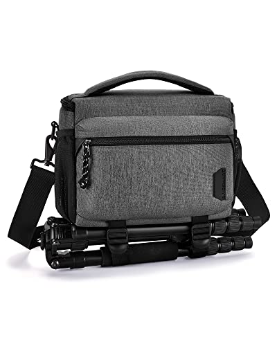 BAGSMART Small Camera Bag for Photographers, Compact Camera Shoulder Bags for DSLR/SLR/Mirrorless Cameras, Waterproof Crossbody Camera Case with Tripod Holder, Black