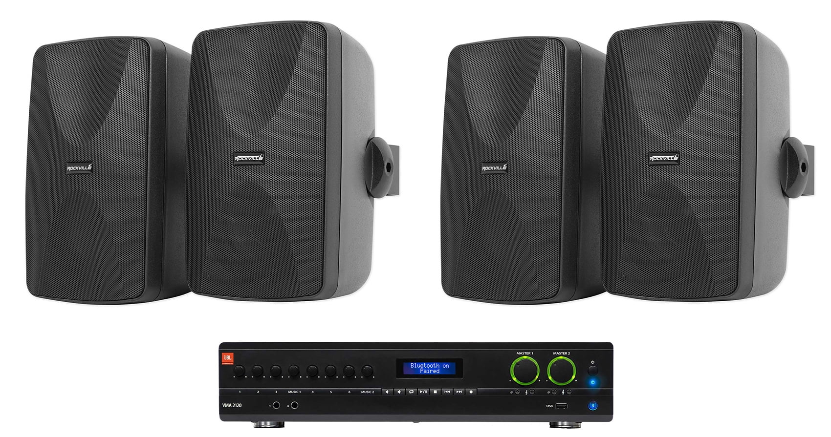 JBL VMA2120 2-Ch Commercial 70V Bluetooth Amplifier+4) 5.25