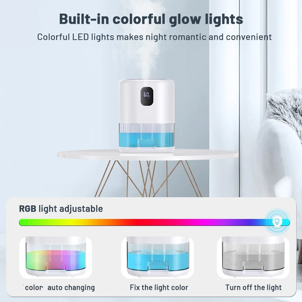 Bitiwend 1000ml Portable Dehumidifier, Auto Defrost, Ultra Quiet for Home Large Room Bathroom Garage,Auto Power Off,LED Indicator,White