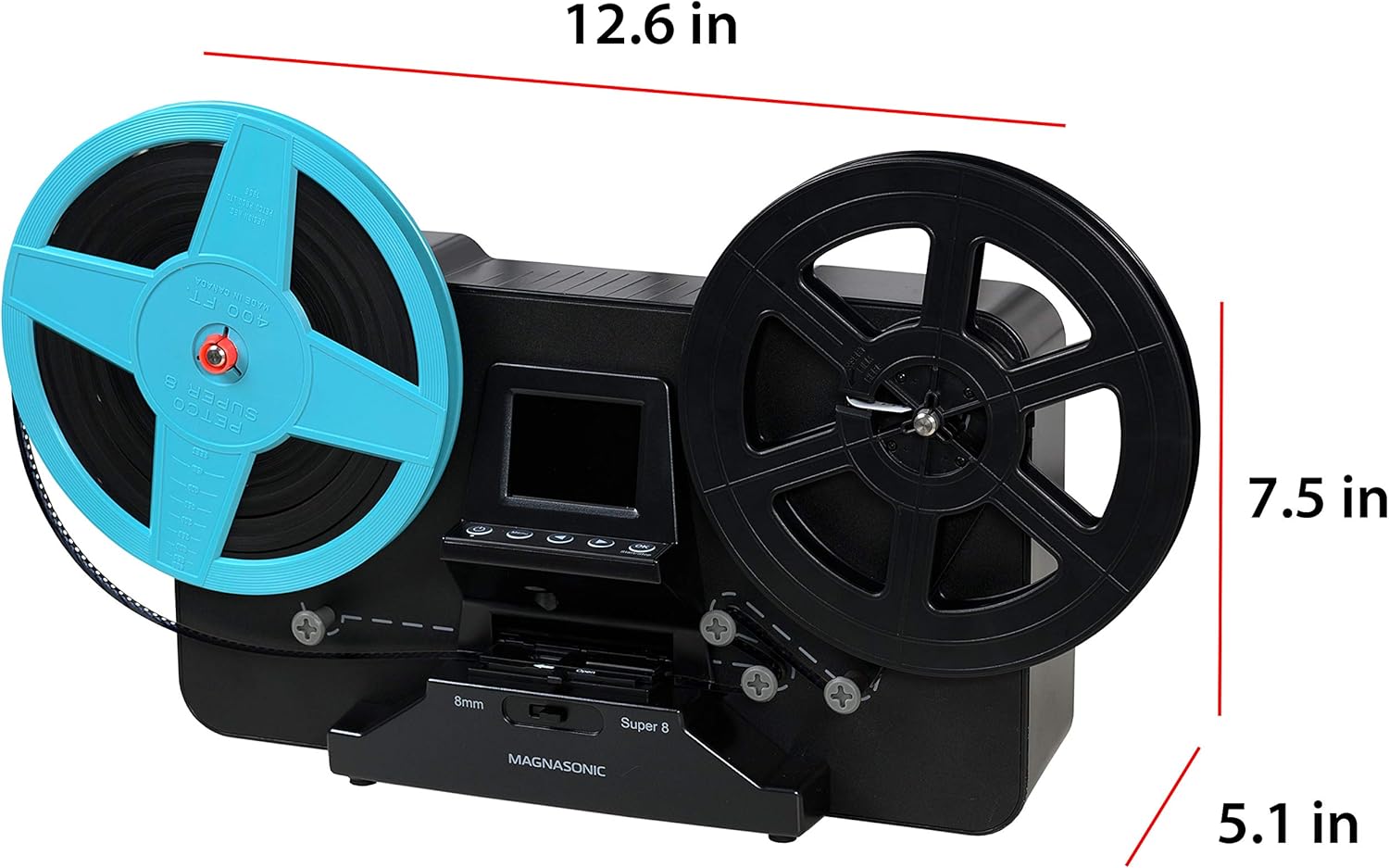 Magnasonic Super 8/8mm Film Scanner, Converts Film into Digital Video, Vibrant 2.3 Screen, Digitize and View 3, 5 and 7 Super 8/8mm Movie Reels (FS81)