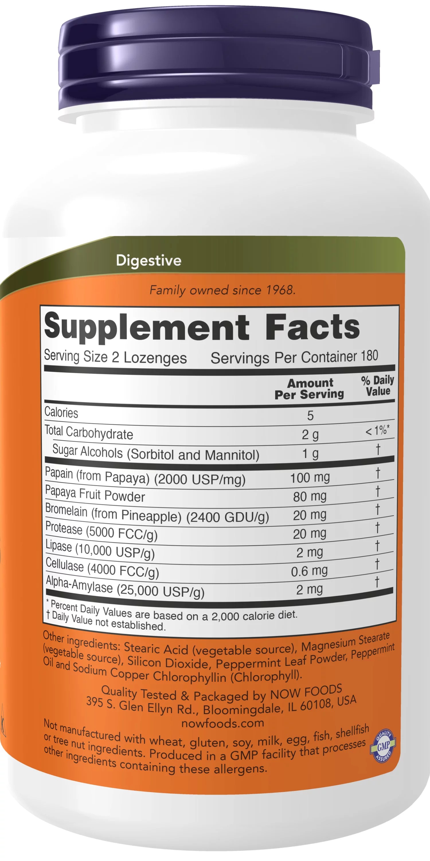 NOW Supplements, Papaya Enzyme with Mint and Chlorophyll, Digestive Support*, 360 Chewable Lozenges