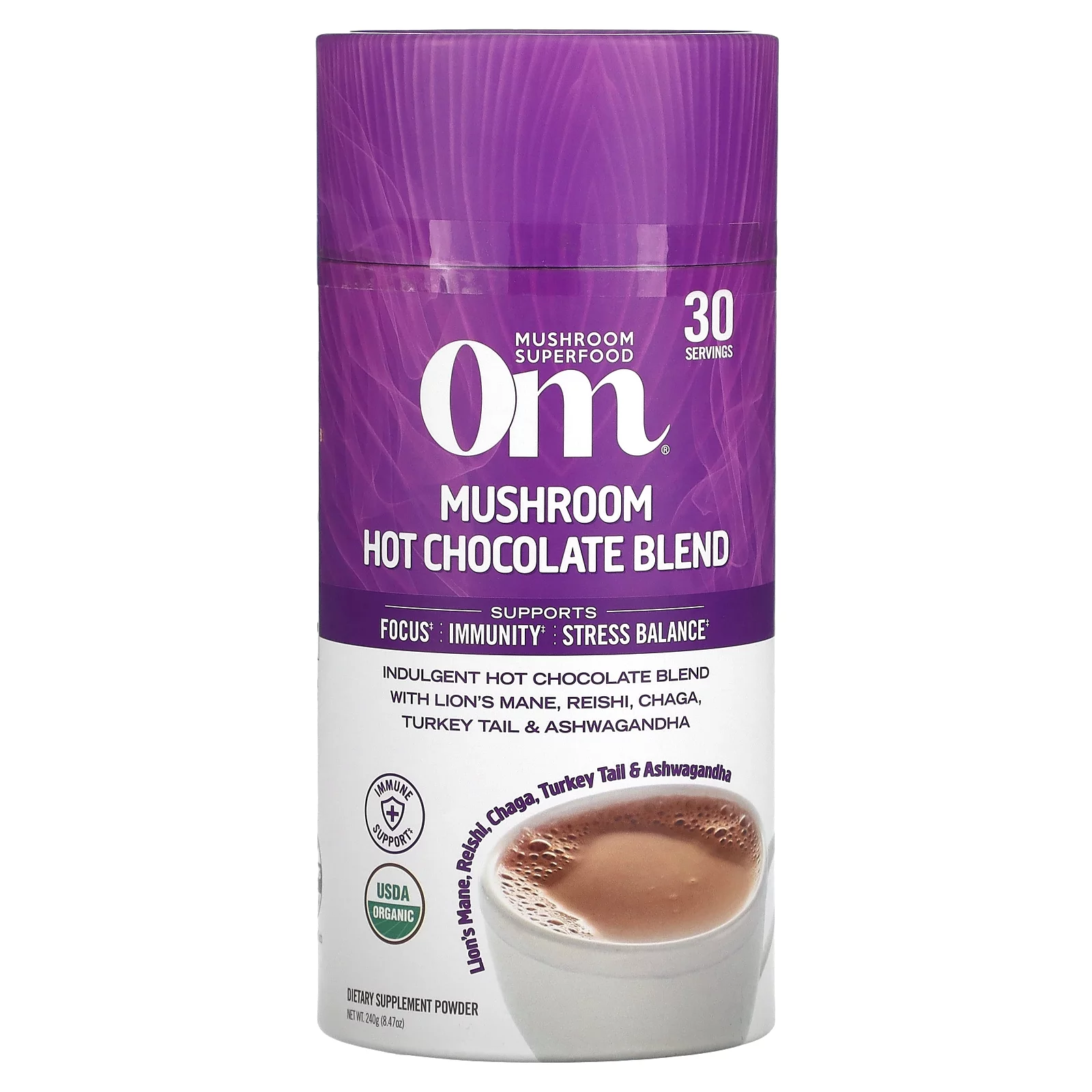 Om Mushroom Superfood Mushroom Hot Chocolate Blend Powder, 240 Gms