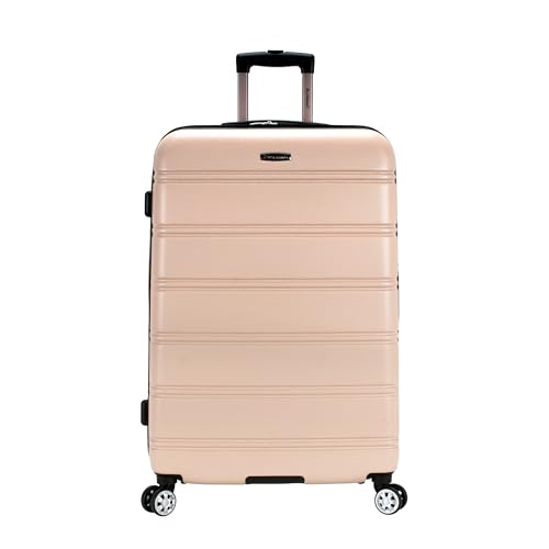 Rockland Melbourne Hardside Expandable Luggage with Spinner Wheels, Blue, Checked Large 28