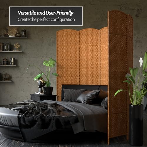 Red Lantern 7 ft. Tall Diamond Weave Dark Beige-6 Panels Room Divider
