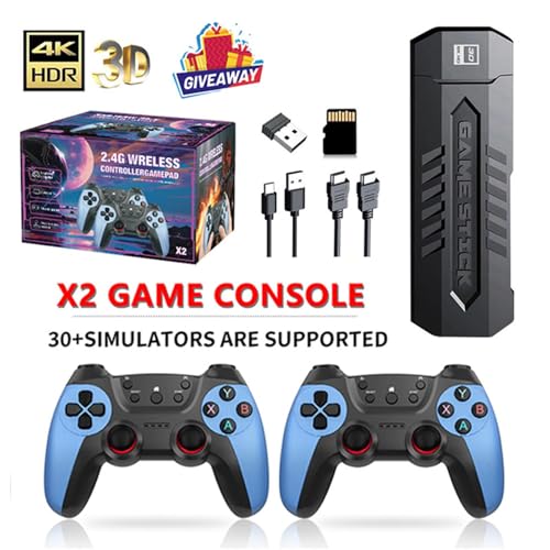 2025 New game stick 4k 60000+games,4k Game Stick Pro,Retro Gaming Console Build In 40,000+ 60000+Games,Plug & Play TV Video Retro Gaming Stick,2.4g Wireless Retro Game Console (256G 60000+Games)