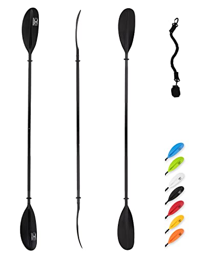 OCEANBROAD Kayak Paddle 86in/218cm, 90.5in/230cm, 95in/241cm Alloy Shaft Kayaking Boating Canoeing Oar with Paddle Leash