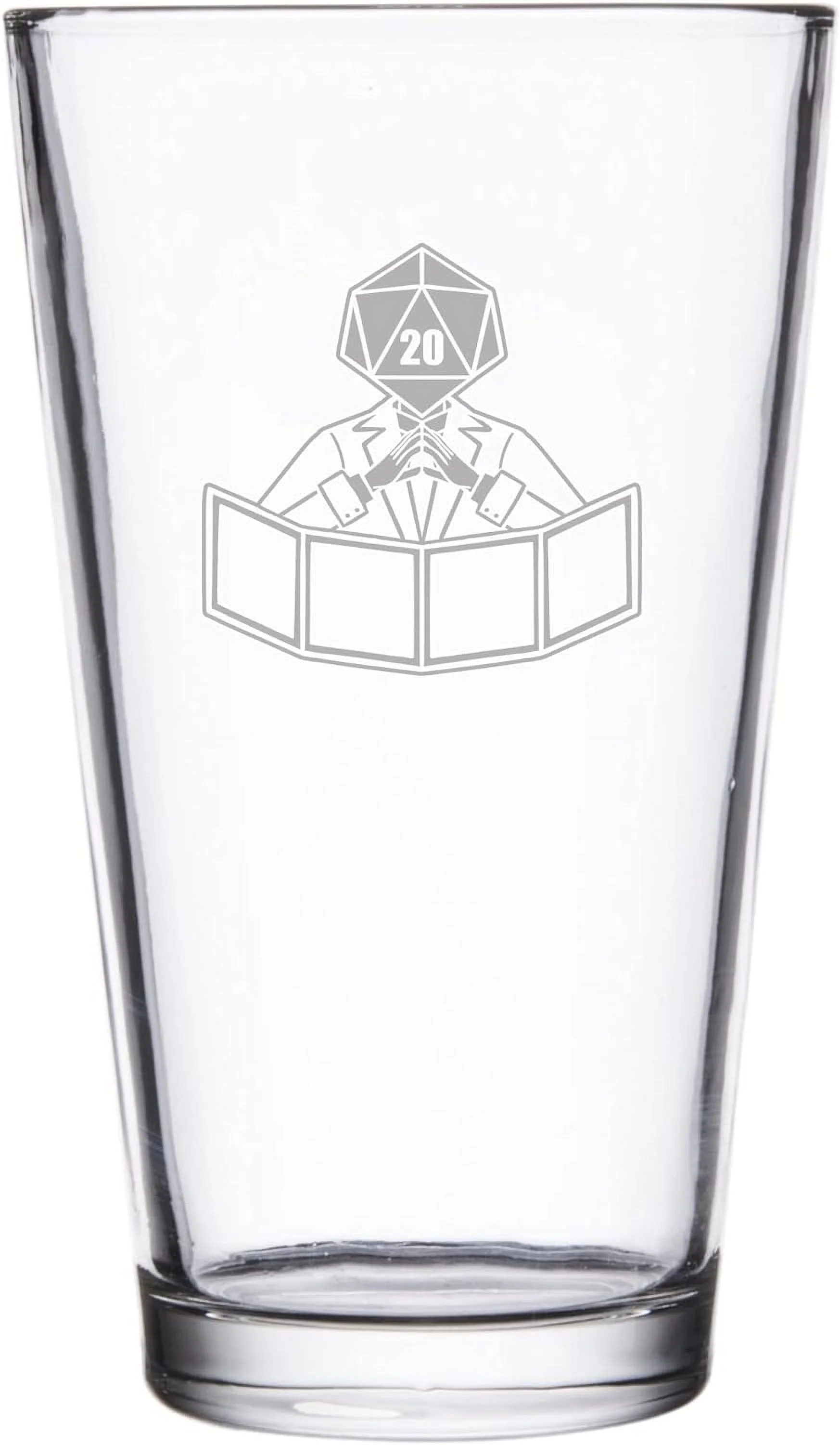 Dungeon Master Dice Head Success - Engraved Pint Glass For Beer, 16 Oz (Natural 20)