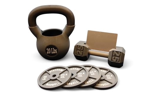 Gym Themed Desk Accessories – Dumbbell Business Card Holder, Kettlebell Pen Holder, and Barbell Coasters