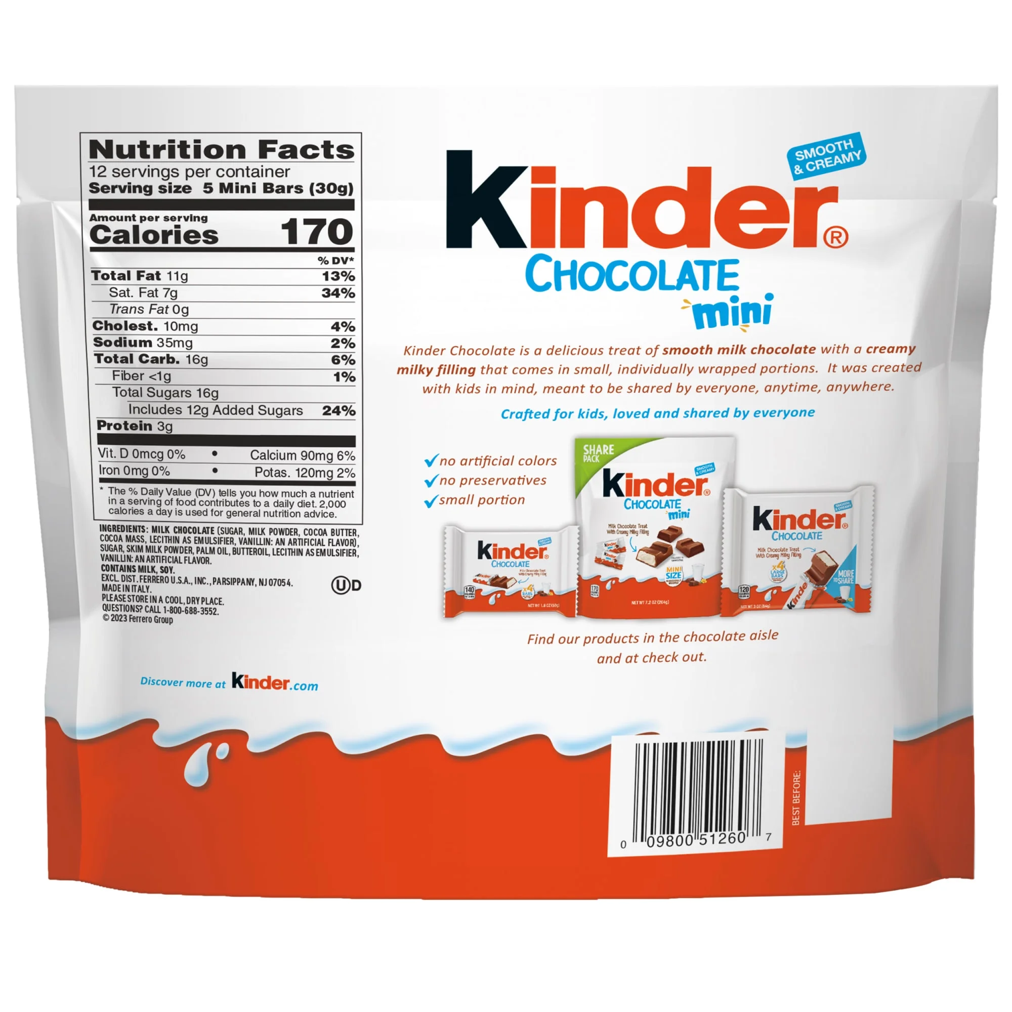 Kinder Chocolate Mini, Milk Chocolate Bar, Easter Basket Stuffers, 12.7 oz, up to 60 Minis