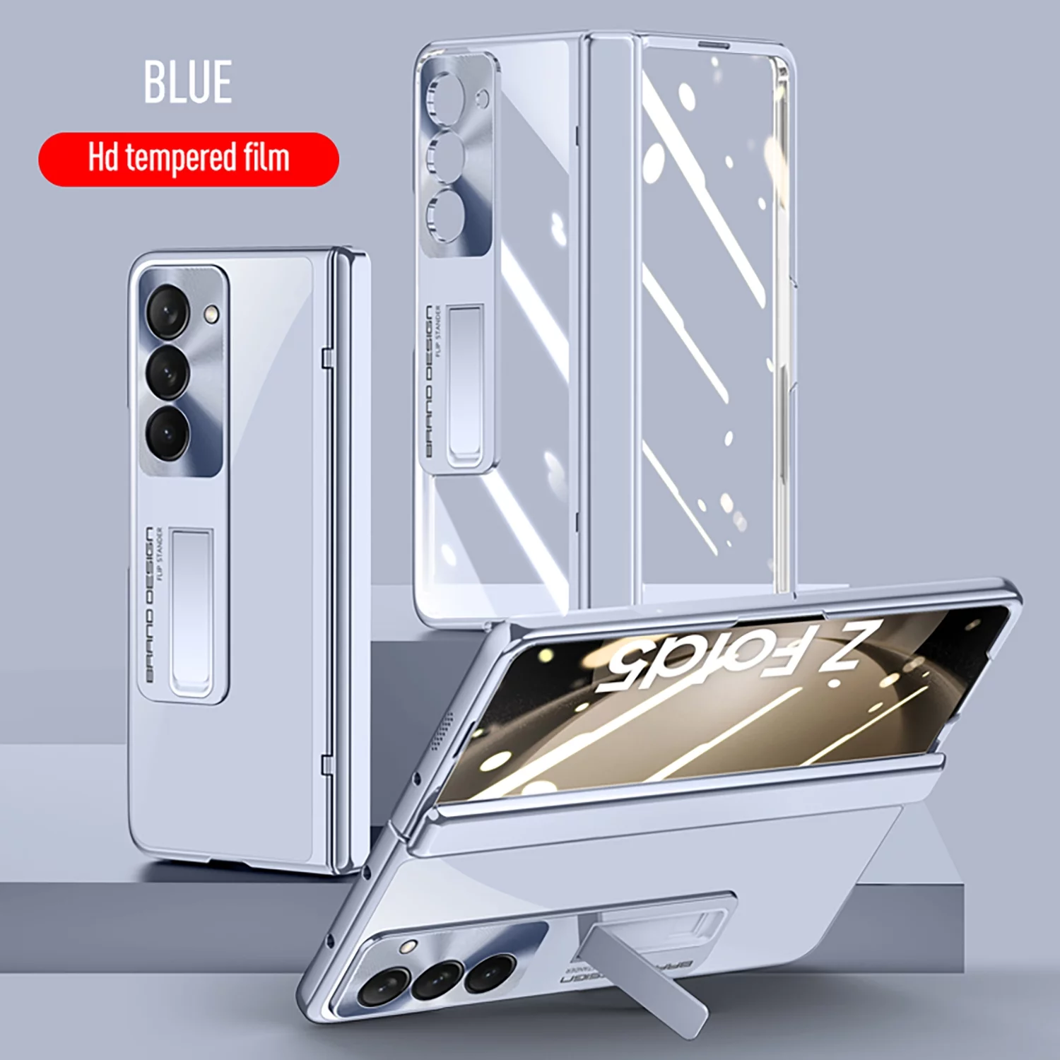 TECH CIRCLE for Samsung Galaxy Z Fold 5 Case, Hidden Kickstand Wireless Charging Full Body Hinge Protection Slim Case Screen Protector Phone Cover for Samsung Z Fold 5 5G 2023 7.6 inch,Blue