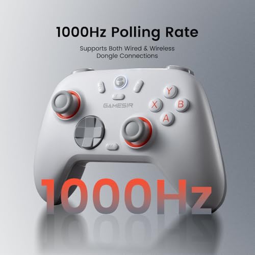 GameSir Nova 2 Lite Wireless PC Controller with Hall Effect Joysticks & Triggers, 2.4G & Wired 1000Hz Polling Rate, Remappable Buttons - Compatible with PC/Switch/Steam/Android (White)