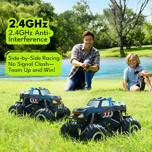 Threeking 1:16 Waterproof Monster Truck Pickup Toys RC Cars Remote Control Car Truck Toys 4WD All Terrain Off-Road Car Toy Gifts Presents 6 7 8 9 10 11 12 Year Old Kids Boys Girls Toys