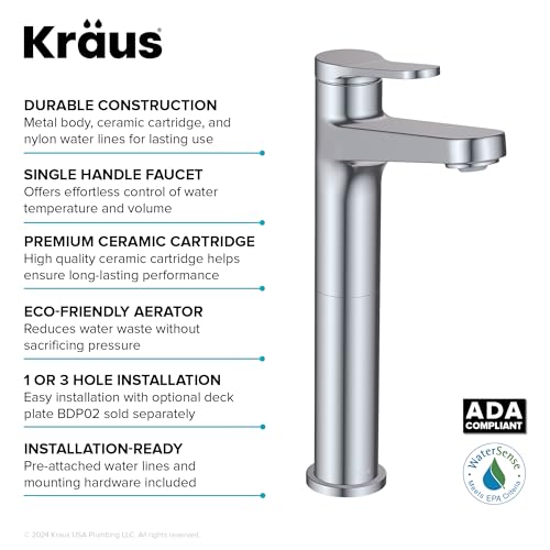 KRAUS Indy Single Handle One Hole Bathroom Sink Faucet in Chrome, KBF-1411CH