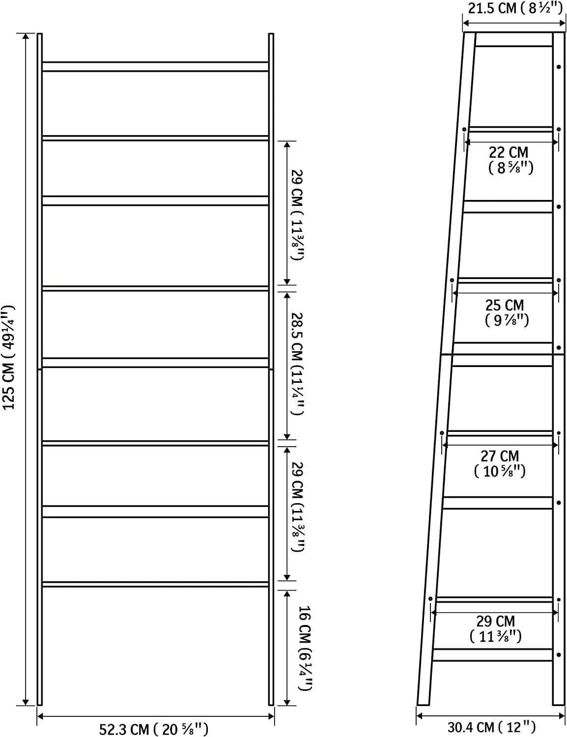 LANTRO JS Bookshelf, Ladder Shelf, 4 Tier Tall Bookcase, Modern Open Book Case for Bedroom, Living Room, Office (Brown)