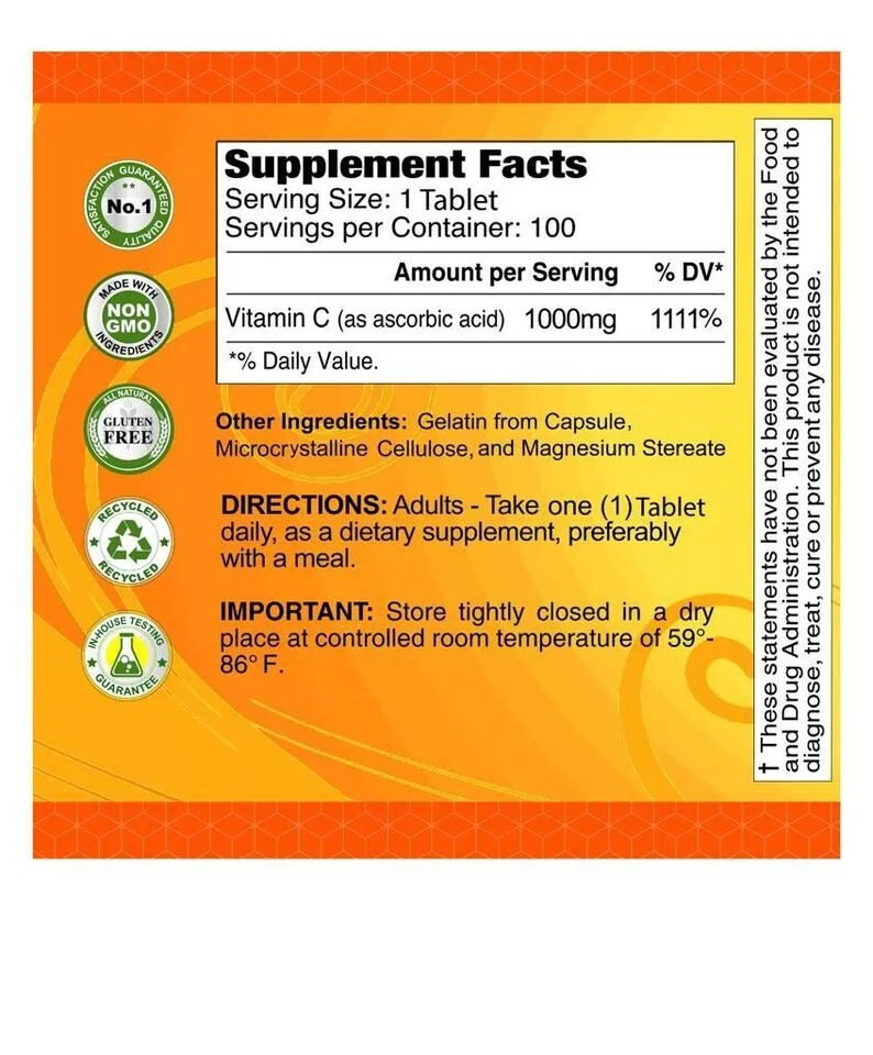 IMMUNE SHIELD Vitamin C 100 caps Inmune System Booster & Optimal Health Support
