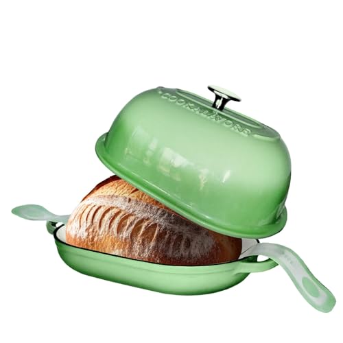 Cast Iron Dutch Oven,6 QT Bread Oven,Thick Enameled Loaf Pan with Lid,Bread Pans for Homemade Bread,14.5