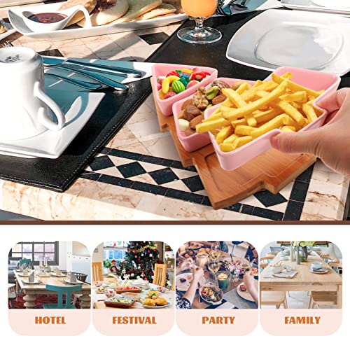 Angoily Christmas Tree Shaped Platter Ceramic Christmas Serving Tray Dishes for Entertaining, Food Serving Platter with Base for Appetizer, Snacks, Fruit, Candy Dessert for Xmas Party, White