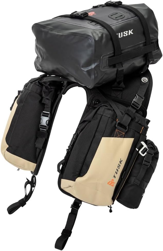 Tusk Excursion Rackless Luggage System w/Small Dry Duffel & Bottle Holders Standard Heat Shield Black/Tan For KTM 790 Adventure R 2019-2020